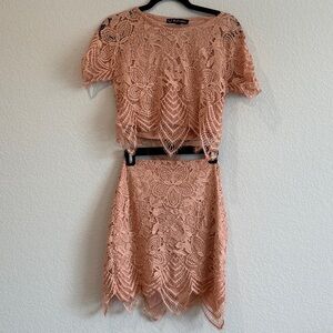For Love And Lemons Blush Lace Two-Piece Set